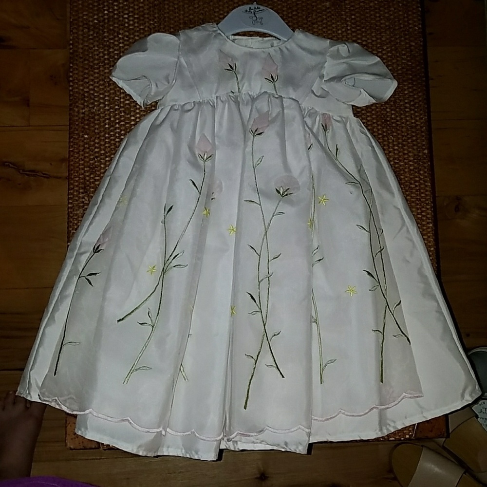 handmade first communion dress with tulip applique
